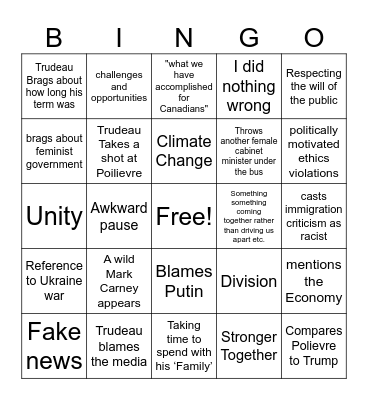 The Reckoning Bingo Card