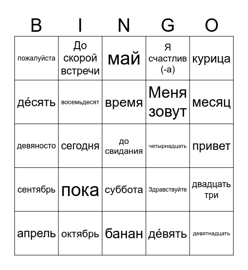 Russian MTE (2025) Bingo Card