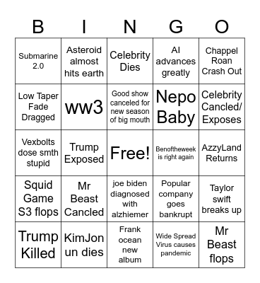 2025 Bingo Card