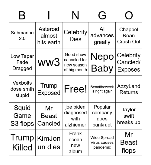 2025 Bingo Card