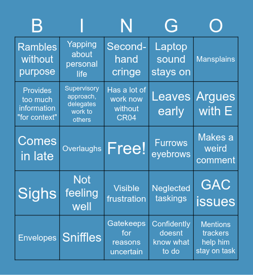 Sigh Bingo Card