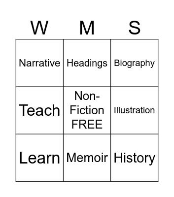 Non-Fiction Bingo Card