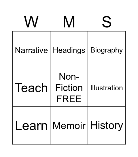 Non-Fiction Bingo Card
