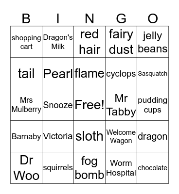 The Imaginary Veterinarian Bingo Card