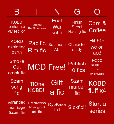 Goalz Bingo Card