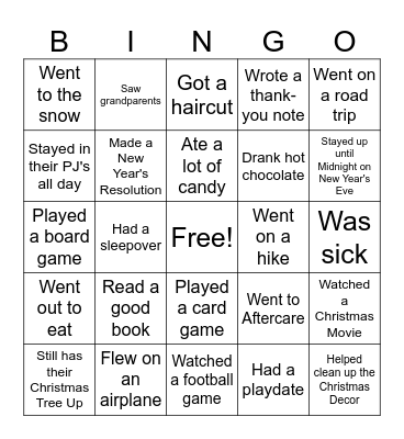 We're Back Bingo Card