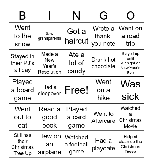 We're Back Bingo Card