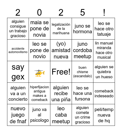 2025 Bingo Card