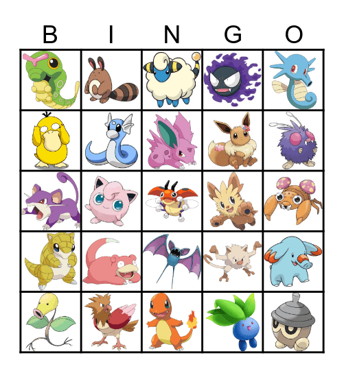 Pokemon Bingo Card