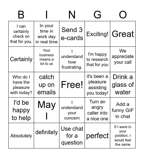 1/6 - Sentiment Bingo Card