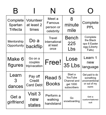 2025 Bingo Card Bingo Card