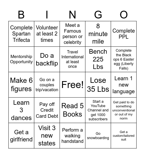 2025 Bingo Card Bingo Card