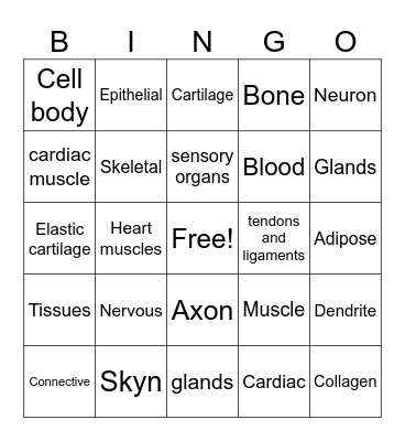 Tissues RCC Bingo Card