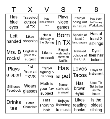 Getting to Know You: Virtualluy Bingo Card