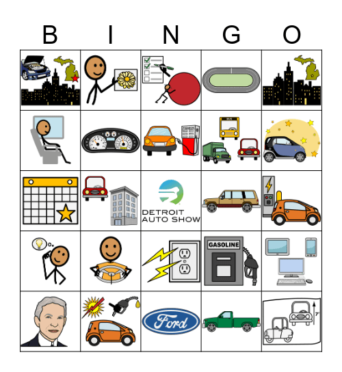 Detroit Auto Show Bingo Card