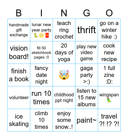 AAH! WINTER! 2024-2025! BINGO! 😅😊🥱 Bingo Card