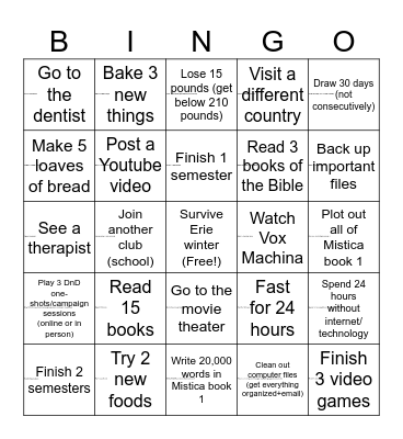 Lucas's 2025 Bingo Card