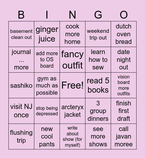 winter Bingo Card