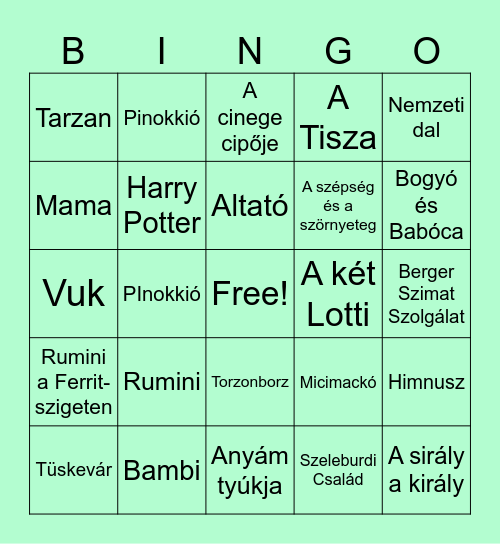 Az olvasás éjszakája Bingo Card