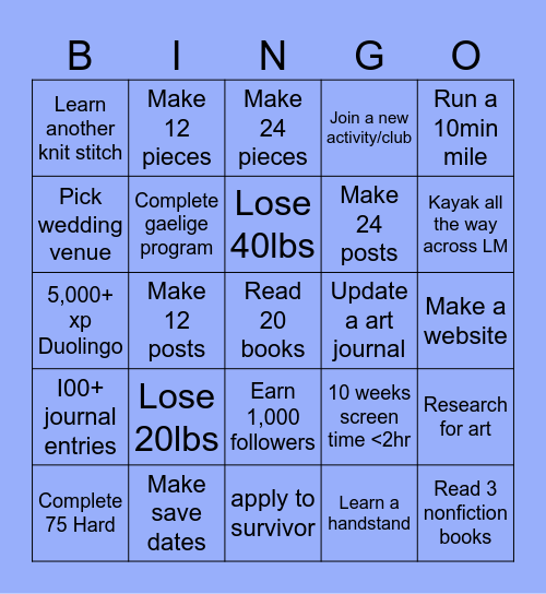 Keelin 2025 Bingo Card