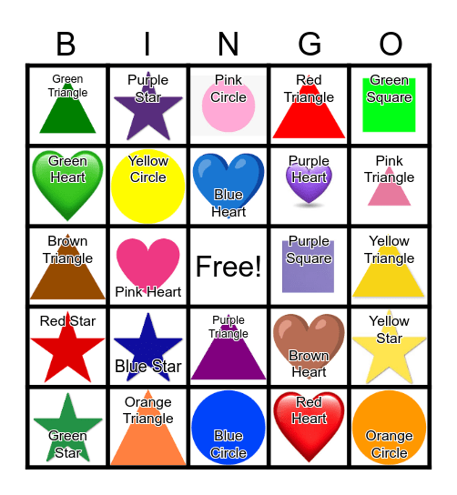 F9 Color & Shape Bingo 2 Bingo Card