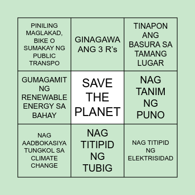 CLIMATE CHANGE ACTION Bingo Card