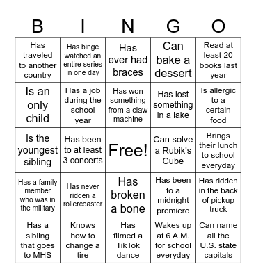 Human Bingo 2025 Bingo Card
