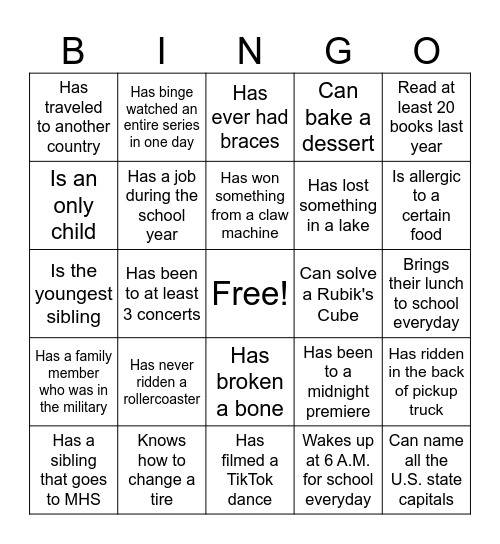 Human Bingo 2025 Bingo Card