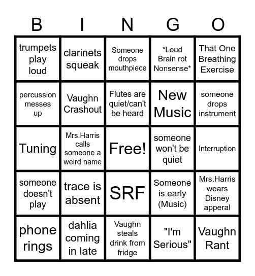 Band Bingo Card