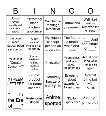 CES 2025 Bingo Card