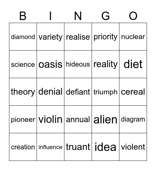 split vowels Bingo Card