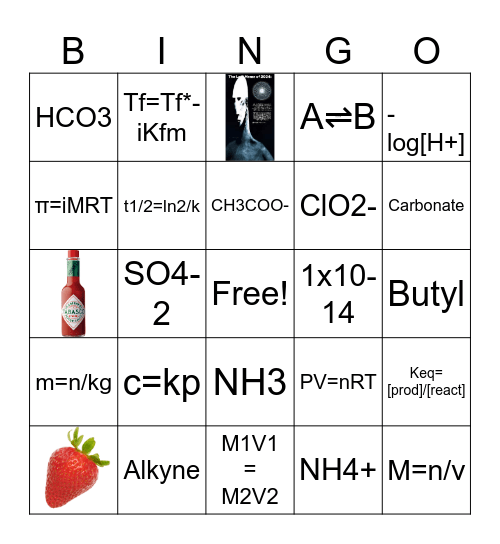 Chem Bingo Card