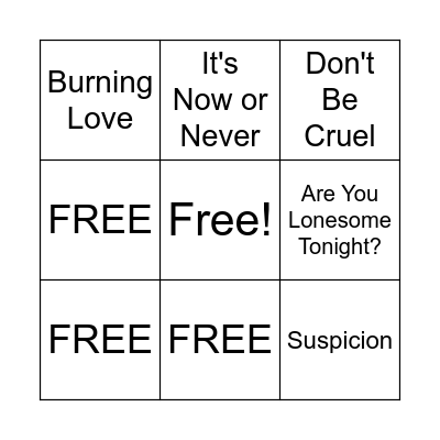 Happy Birthday, Elvis! Bingo Card