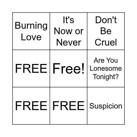 Happy Birthday, Elvis! Bingo Card