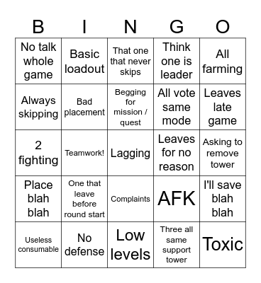 TDS randoms Bingo Card