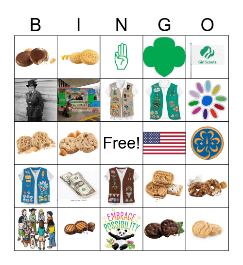 Girl Scout Cookie BINGO Card