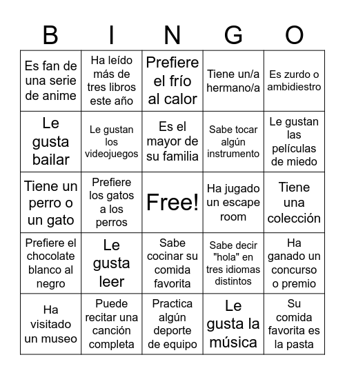 El Bingo del conocimiento Bingo Card