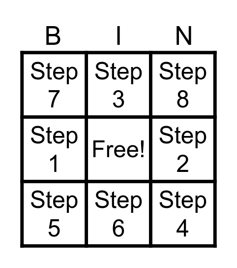 12 STEP BINGO Card