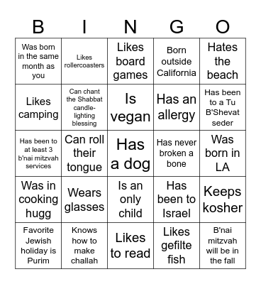 Find someone who... Bingo Card