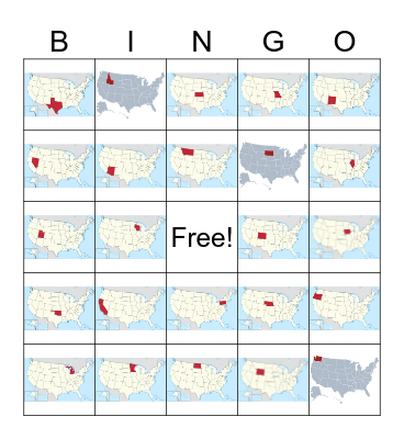 States Bingo Card