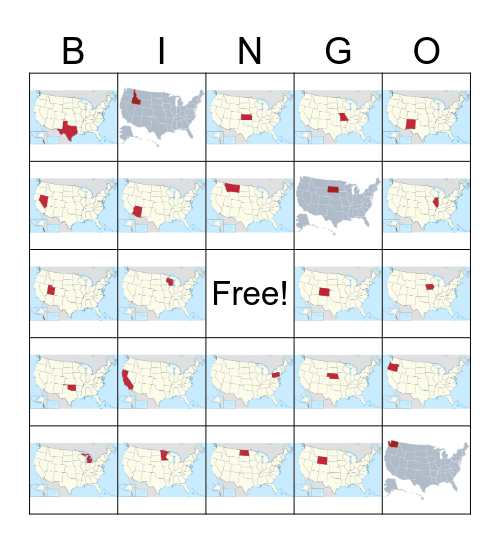 States Bingo Card