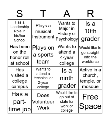 Common Interest and Connections Bingo Card