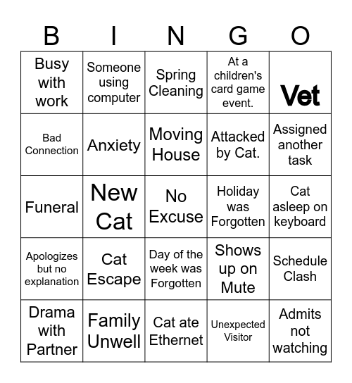 Cuz i'm Petty Bingo Card
