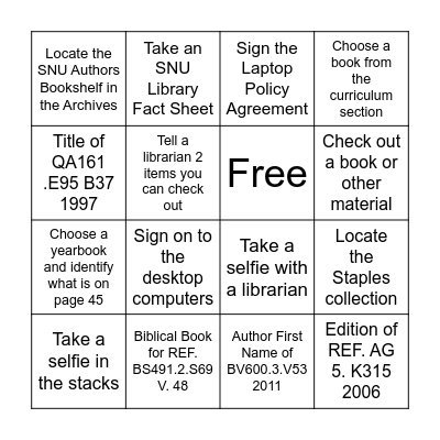 SNU Library Bing! Bingo Card