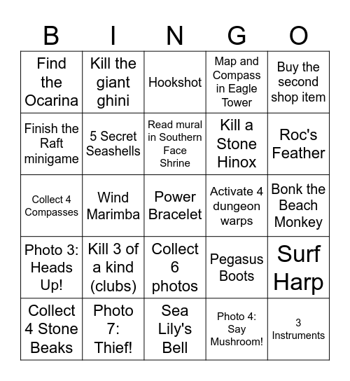 LADX Rando Bingo Card