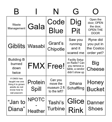 Facilities Bingo Card
