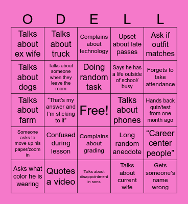 O’DELL BINGO Card