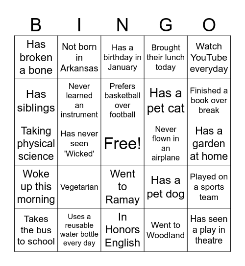 Back to School Bingo! Bingo Card