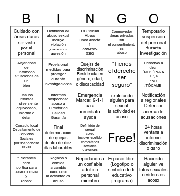 PSA Bingo (Spanish) Bingo Card