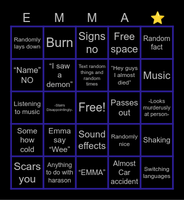 Emma Bingo Card